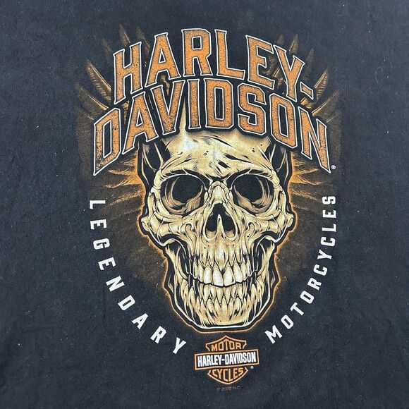 Harley Davison Skull Graphic Shirt Men’s XXL Buckeyes Dayton Ohio Motorcycle Y2K - Picture 8 of 11